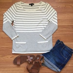 Ann Taylor Striped Welt Pocket Sweater Size XS